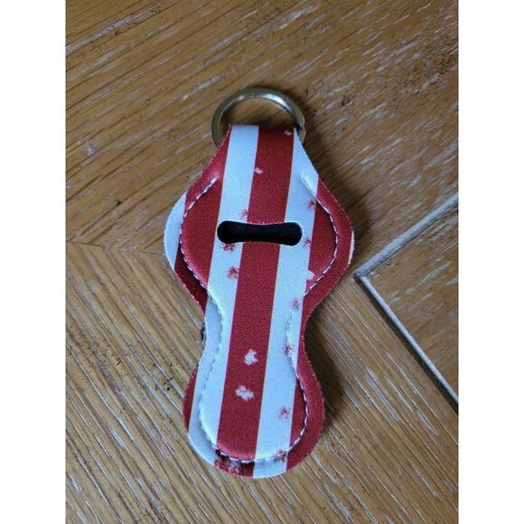 NEW American Flag Neoprene Chapstick Holder Key Chain and chapstick - Picture 1 of 3